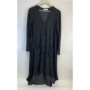 BOGO Carly Jean Gray Soft Sweater Dress Long Sleeve Button Down V Neck Medium